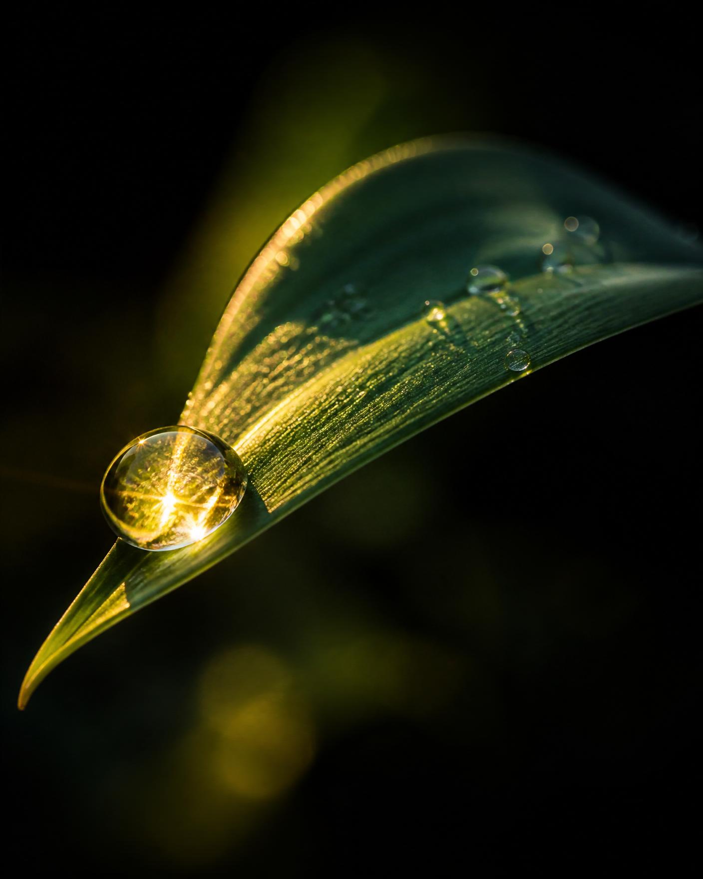 A leaf with a golden dewdrop — symbolising the convergence of nature and science at BIOT.